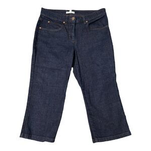 Eileen Fisher Dark Blue Stretch Organic Cotton Crop‎ Capri Jeans Petite PP
